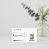 Pilates Studio Business | Modern Gray Barcode Visitekaartje (Staand voorkant)