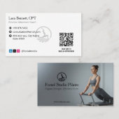 Pilates Studio Business | Modern Gray Barcode Visitekaartje (Voorkant / Achterkant)