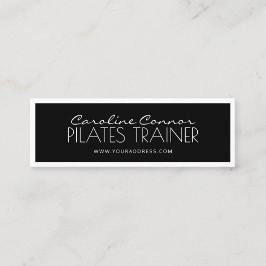 Pilates Trainer Zwart-wit Bordered Kaart Mini Visitekaartje (Voorkant)