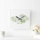 PILATES wandklok Vierkante Klok (Huis)