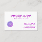 Pilates Yoga Instructor Teacher Mandala Visitekaartje (Achterkant)