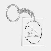 Pilates Zeemeermin op de hervormer Sleutelhanger (Voorkant Links)