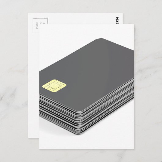Pile avec cartes en plastique vierges avec puce (Devant / Derrière)