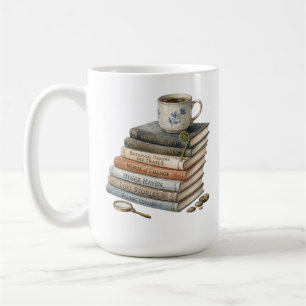 Pile de livres aquarelle cosy avec tasse de thé Hy
