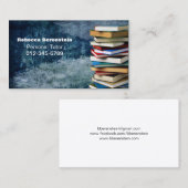 Pile de livres Carte de visite privé Tuteur bleu (Devant / Derrière)