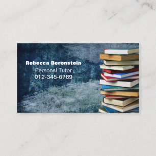 Pile de livres Carte de visite privé Tuteur bleu