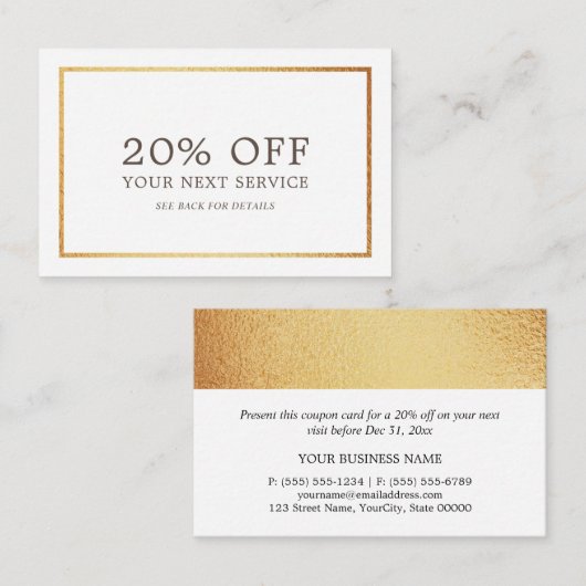 Pile d'or moderne - Bon de réduction (Devant / Derrière)