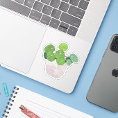 Pilea - huis plant sticker (Laptop met iPhone)