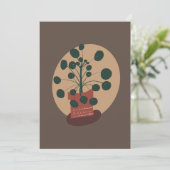 Pilea Plante Carte de voeux tirée à la main (Debout devant)
