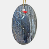 Pileated Woodpecker Merry Kerstversient Keramisch Ornament (Links)