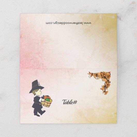 Pilgrim Boy Thanksgiving Place Cards (Buitenkant ongevouwen)