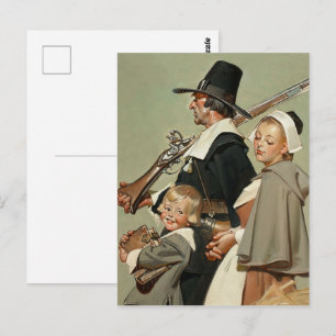Pilgrim Familie. kunstThanksgiving Briefkaart
