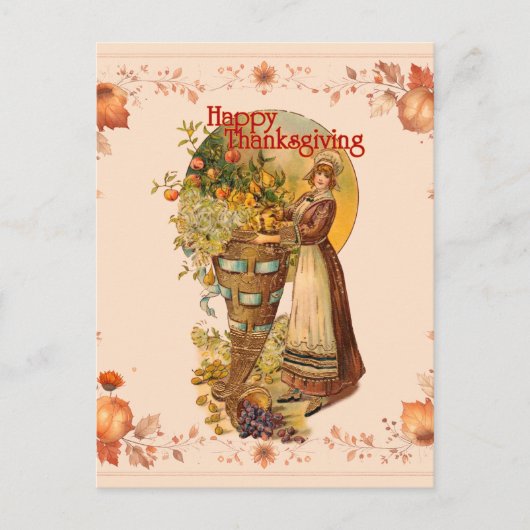 Pilgrim Girl Thanksgiving Feestdagenkaart (Voorkant)