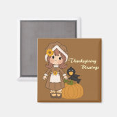 Pilgrim Girl Thanksgiving Magnet (Recto/Verso)