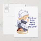 Pilgrim meisje bidt Jezus Briefkaart (Voorkant / Achterkant)