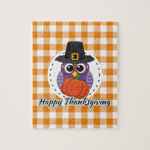 Pilgrim Owl on Oranje Pset - Happy Thanksgiving Legpuzzel