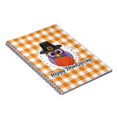 Pilgrim Owl on Oranje Pset - Happy Thanksgiving Notitieboek (Rechterzijde)