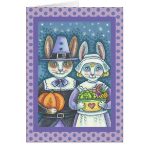PILGRIM RABBITS THANKSGIVING WENSKAART blanco