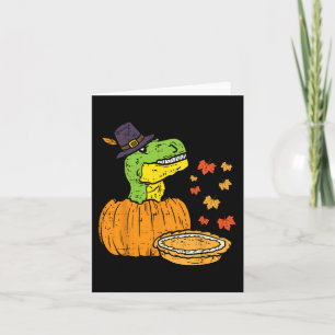 Pilgrim Trex Dinosaur Pumpkin Pie Thanksgiving Kin Kaart