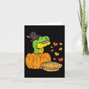 Pilgrim Trex Dinosaur Pumpkin Pie Thanksgiving Kin Kaart