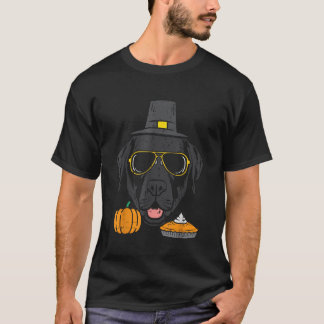 Pilgrim Zwart Labrador Leuke Thanksgiving Hond Man T-shirt