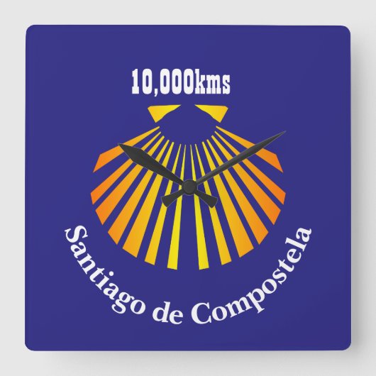 Pilgrims Camino Scallop Shell Vierkante Klok (Voorkant)