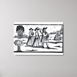Pilgrims hebben de MayaBloem gevlogen Canvas Afdruk