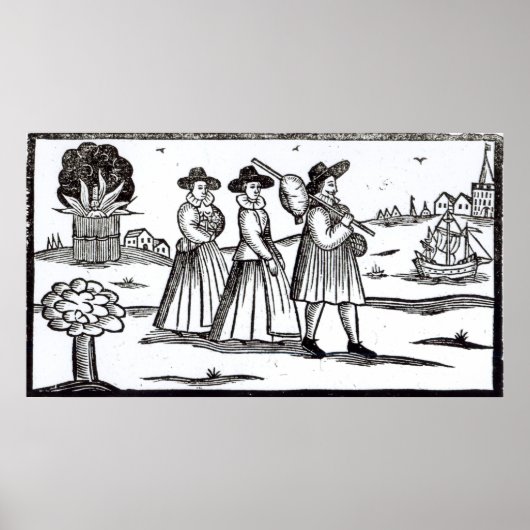 Pilgrims vertrekken naar de Nieuwe Wereld Poster (Voorkant)