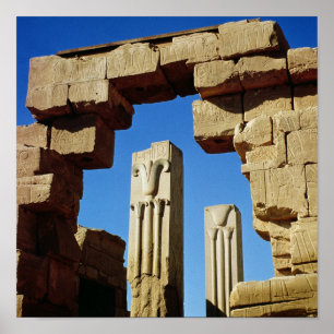 Pillars met gestileerde lotus poster