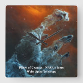 Pillars van Creation James Webb Space Telescope Vierkante Klok (Voorkant)