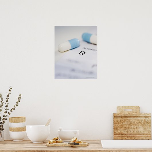 Pillen op schriftelijk voorschrift poster (Keuken)
