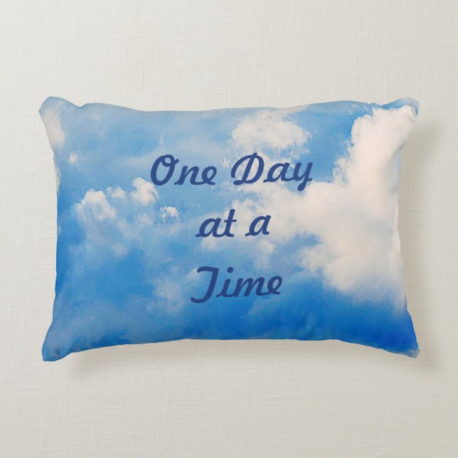 Pillow-Azure met witte wolken Accent Kussen (Voorkant)