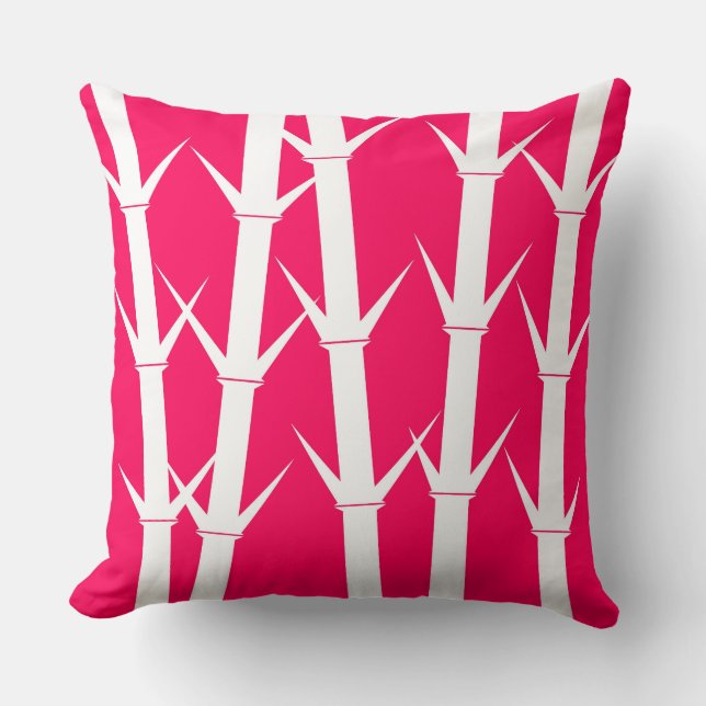 Pillow "Bamboo" - White/fuchsia and fuchsia/white Kussen (Voorkant)