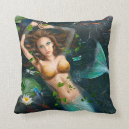 Pillow Beauful Fantasy mermaid in het meer Kussen