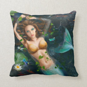 Pillow Beauful Fantasy mermaid in het meer Kussen