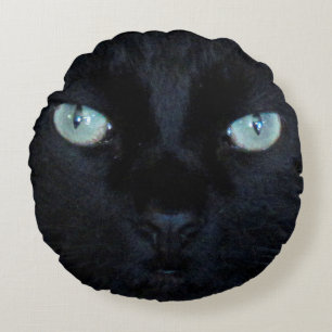 Pillow - Black Cat Face Rond Kussen