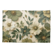 Pillow case green flowers pattern  kussensloop (Achterkant-Links)