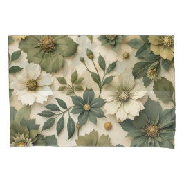 Pillow case green flowers pattern  kussensloop