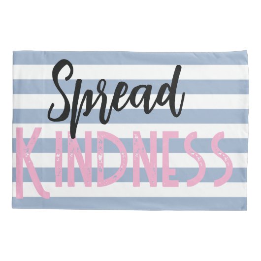 Pillow Case Stripe White and Blue Spread Kindness Kussensloop (Achterkant)