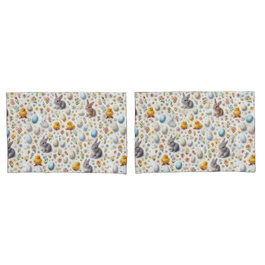 Pillow Cases – Bunnies, Eggs, Chicks & Spring Deco Kussensloop (Voorkant-Set)