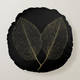 Pillow Chic Golden Foliage Noir Accent Decor Rond Kussen