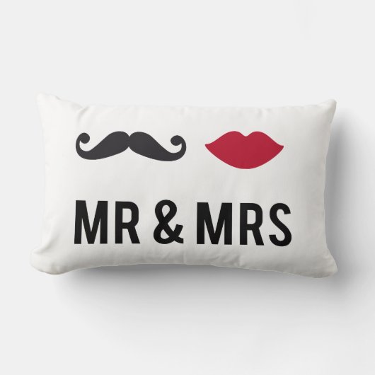 Pillow en mevrouw. met snor en rode lippen kussen (Voorkant)