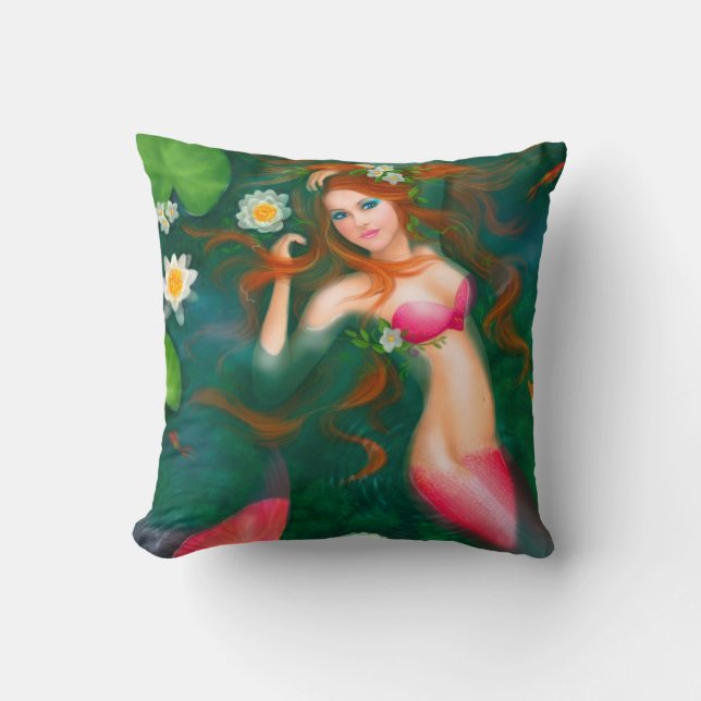 Pillow Fantasy red mermaid Kussen (Voorkant)