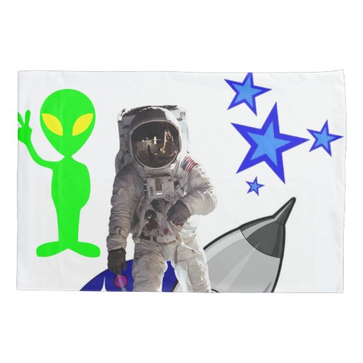 Pillow Hoesje Astronaut Spaceship Kussensloop (Achterkant)
