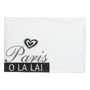 Pillow Hoesje Black & White Paris/la la France Kussensloop