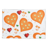 Pillow Hoesje Oranje Hearts Kussensloop (Achterkant)