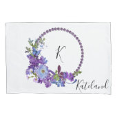 Pillow Hoesje Paarse Floral Kussensloop (Voorkant)