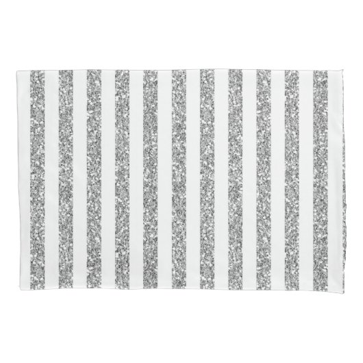 Pillow Hoesje Silver en White Stripe Kussensloop (Voorkant)