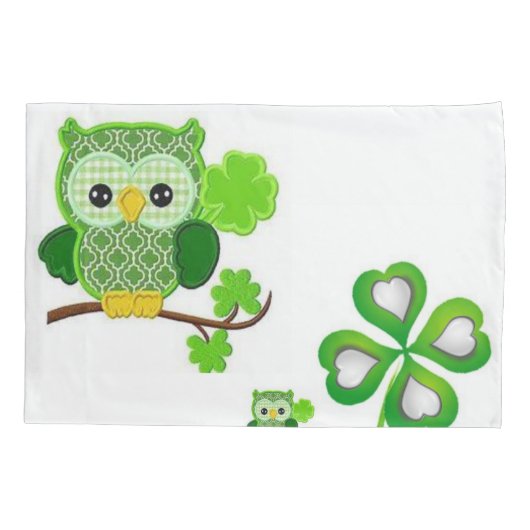 Pillow Hoesje St. Patrick's Day Owl Kussensloop (Achterkant)