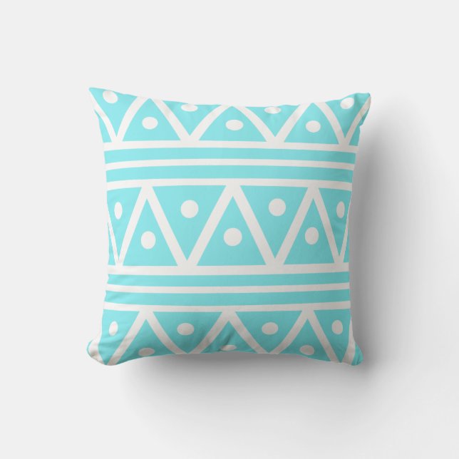 Pillow in Turquoise Aztec Kussen (Voorkant)